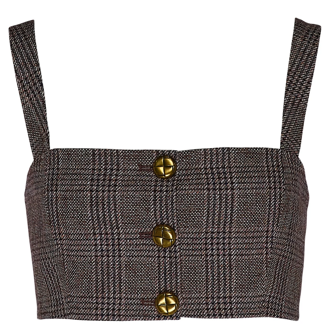Brown Check Crop Top