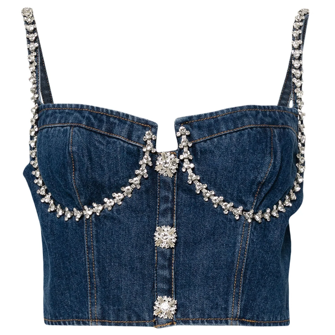 Diamante Denim Top