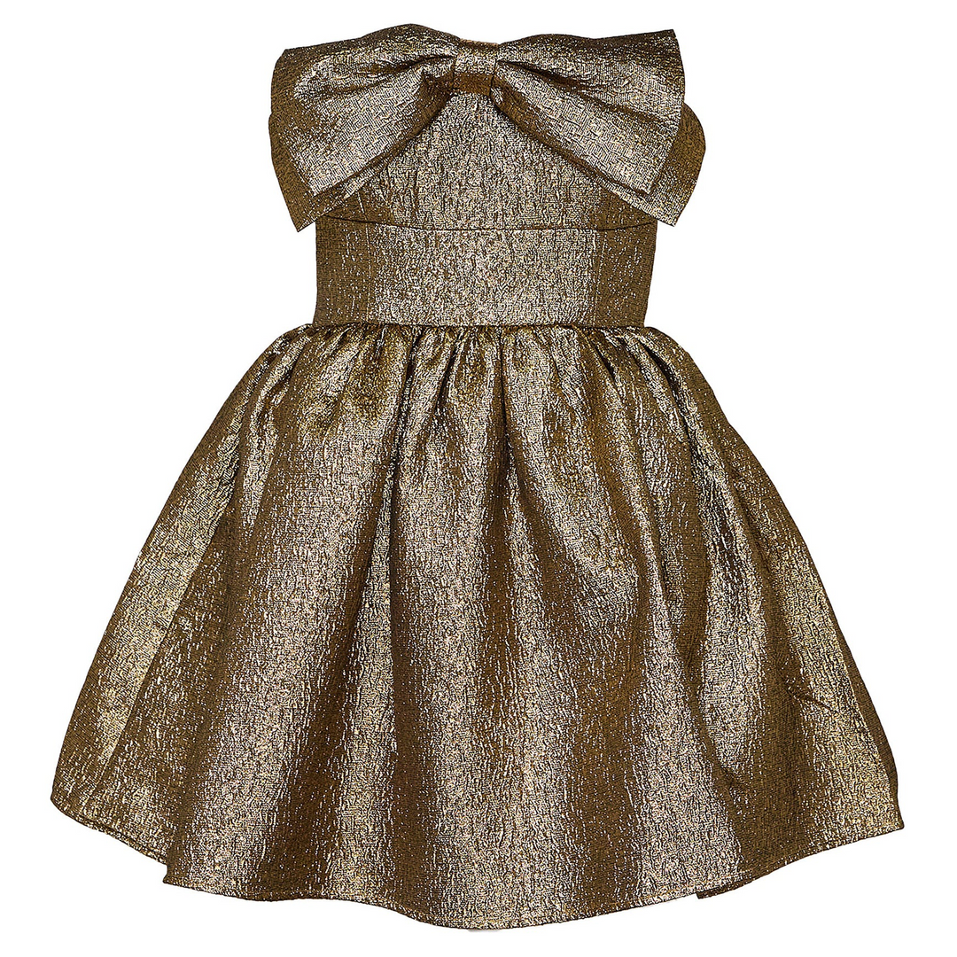 Gold Metallic Jacquard Mini Dress