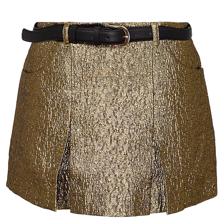 Gold Metallic Jacquard Skort