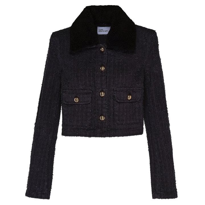 Grey Textured Denim Jacket