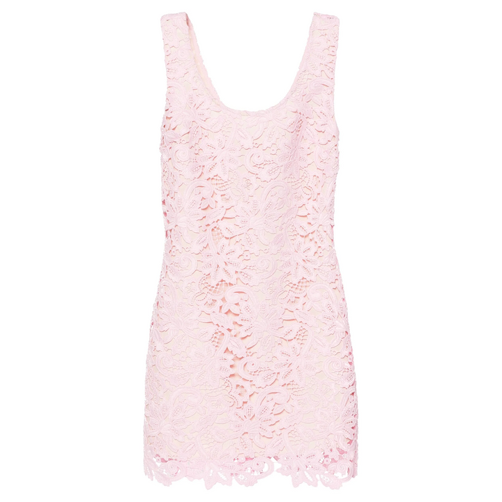 Pink Floral Lace Mini Dress