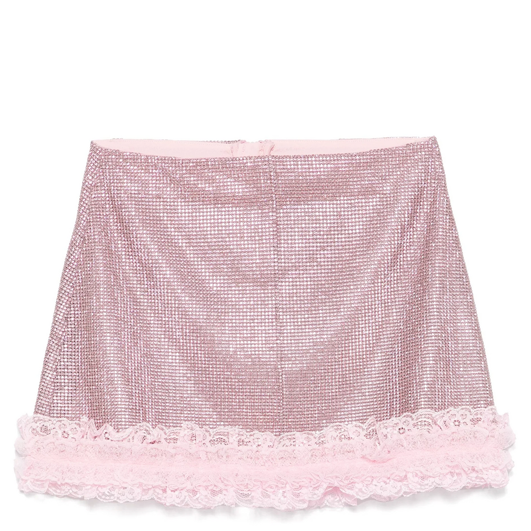 Pink Crystal Fishnet Mini Skirt