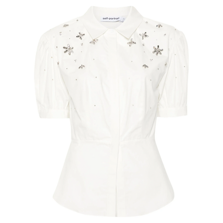 White Cotton Embellished Top