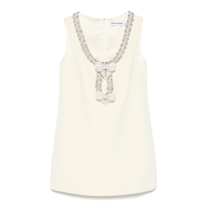 Yellow Crepe Bow Mini Dress