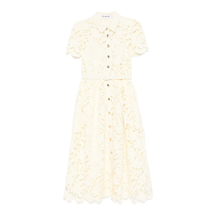 Yellow Lace Collared Midi Dres