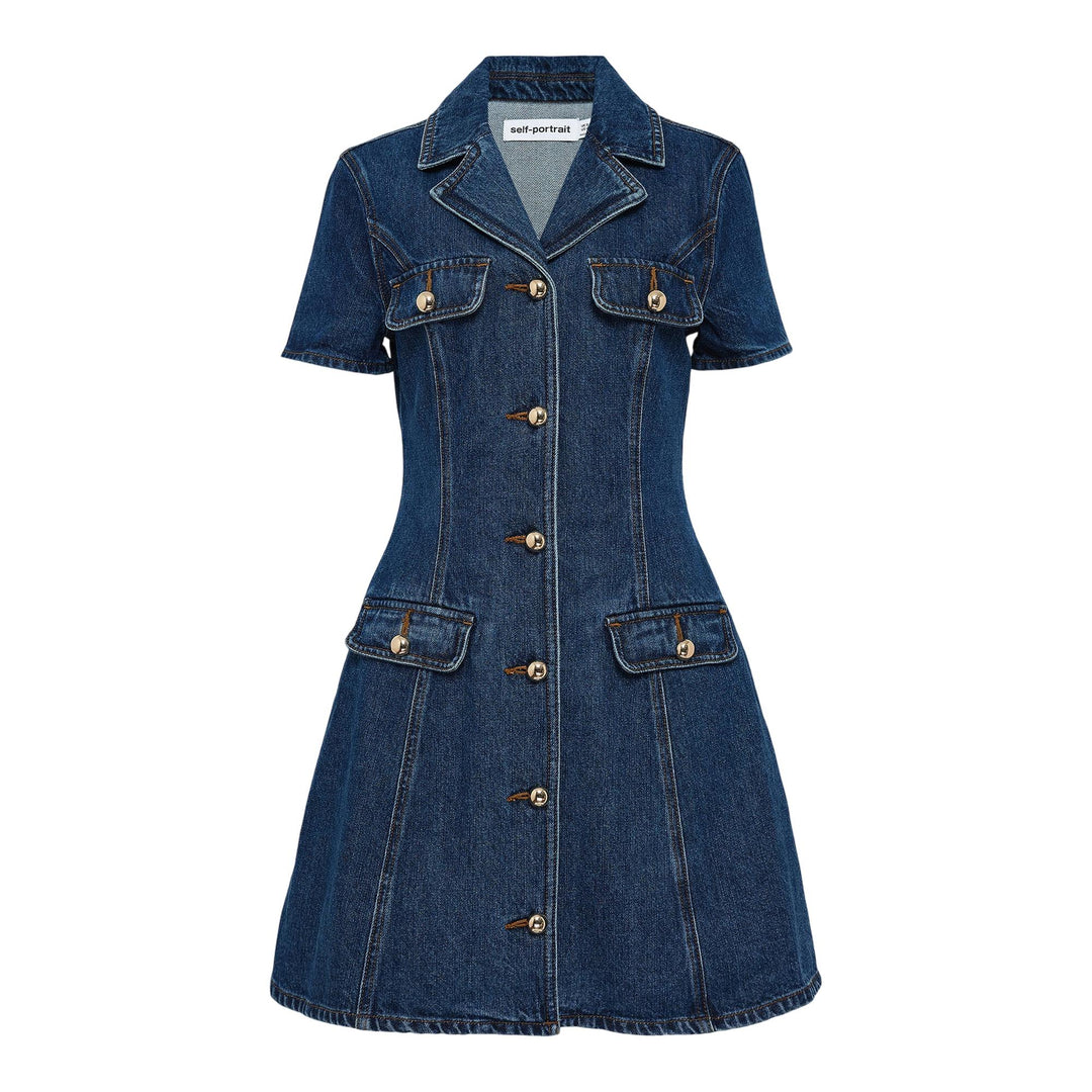 Club21 - Self-Portrait - Belted Denim Mini Dress - DENIM DRESSES - Blue