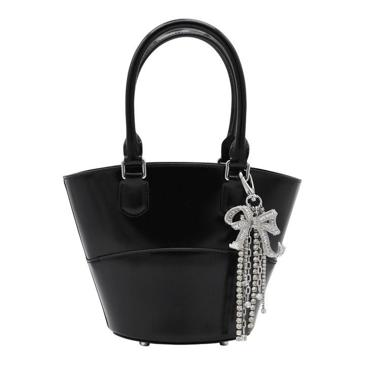 Club21 - Self-Portrait - Black Leather Charm Tote Bag - HANDBAGS - Black