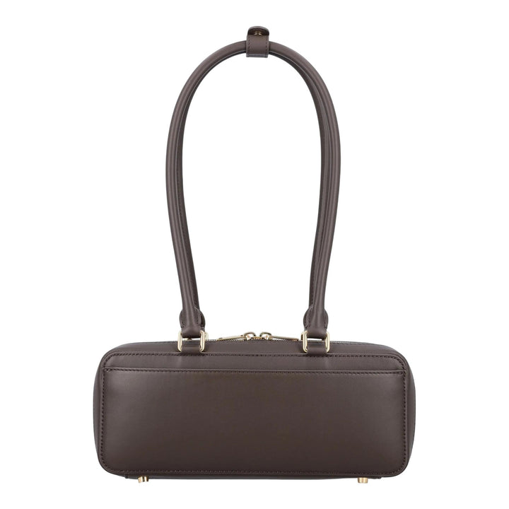 Club21 - Self-Portrait - Brown Leather Baguette Shoulder Bag With Charm - HANDBAGS - Dark Brown