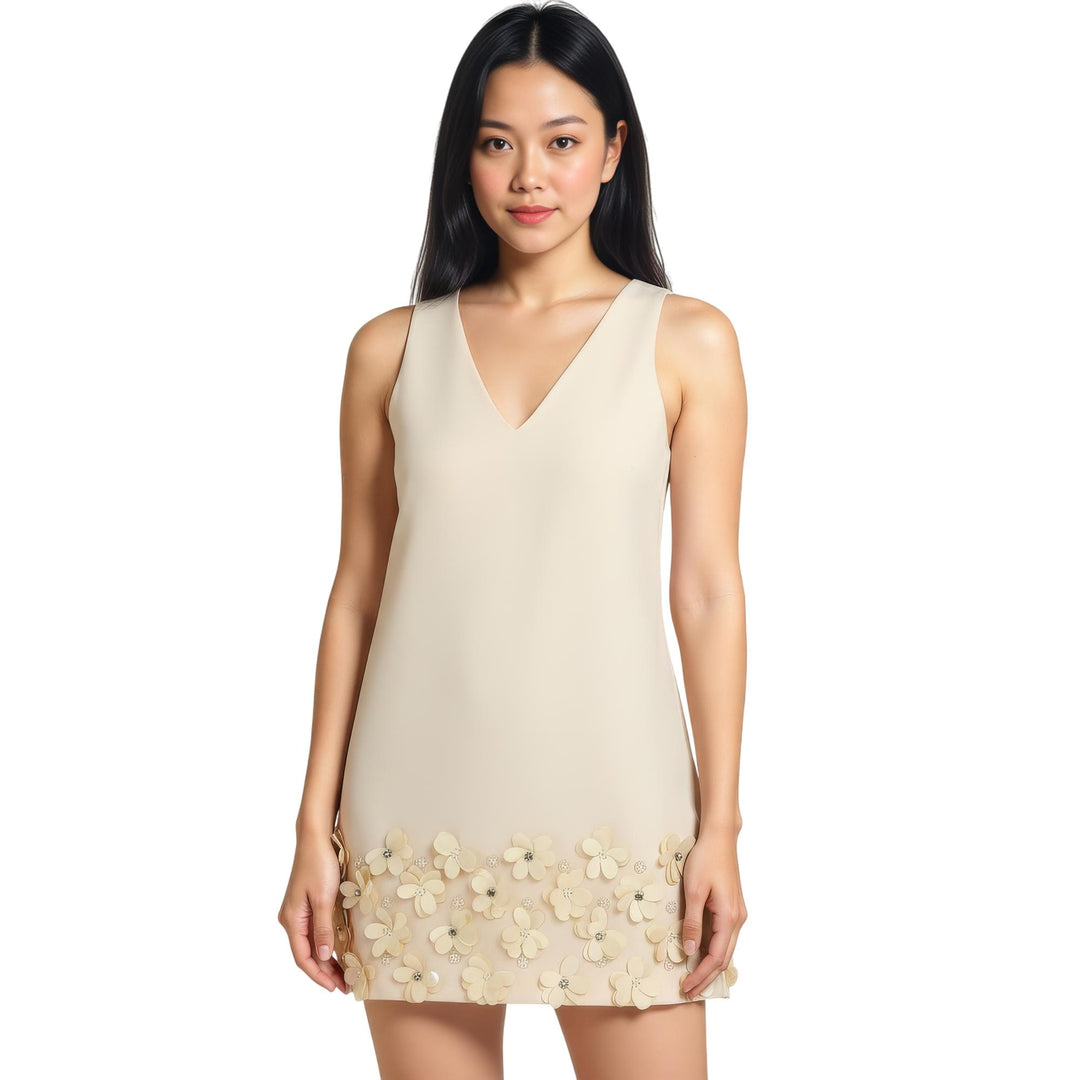 Club21 - Self-Portrait - Cream Crepe 3D Sequin Mini Dress - WOVEN DRESSES - White