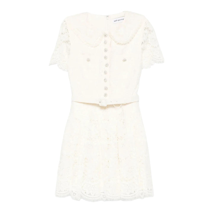 Club21 - Self-Portrait - Cream Floral Lace Mini Dress - DRESSES - Off-White