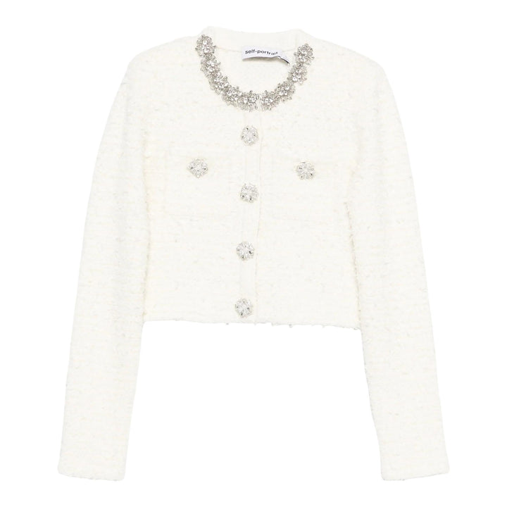 Club21 - Self-Portrait - Cream Textured Knit Cardigan - CARDIGANS - Off-White