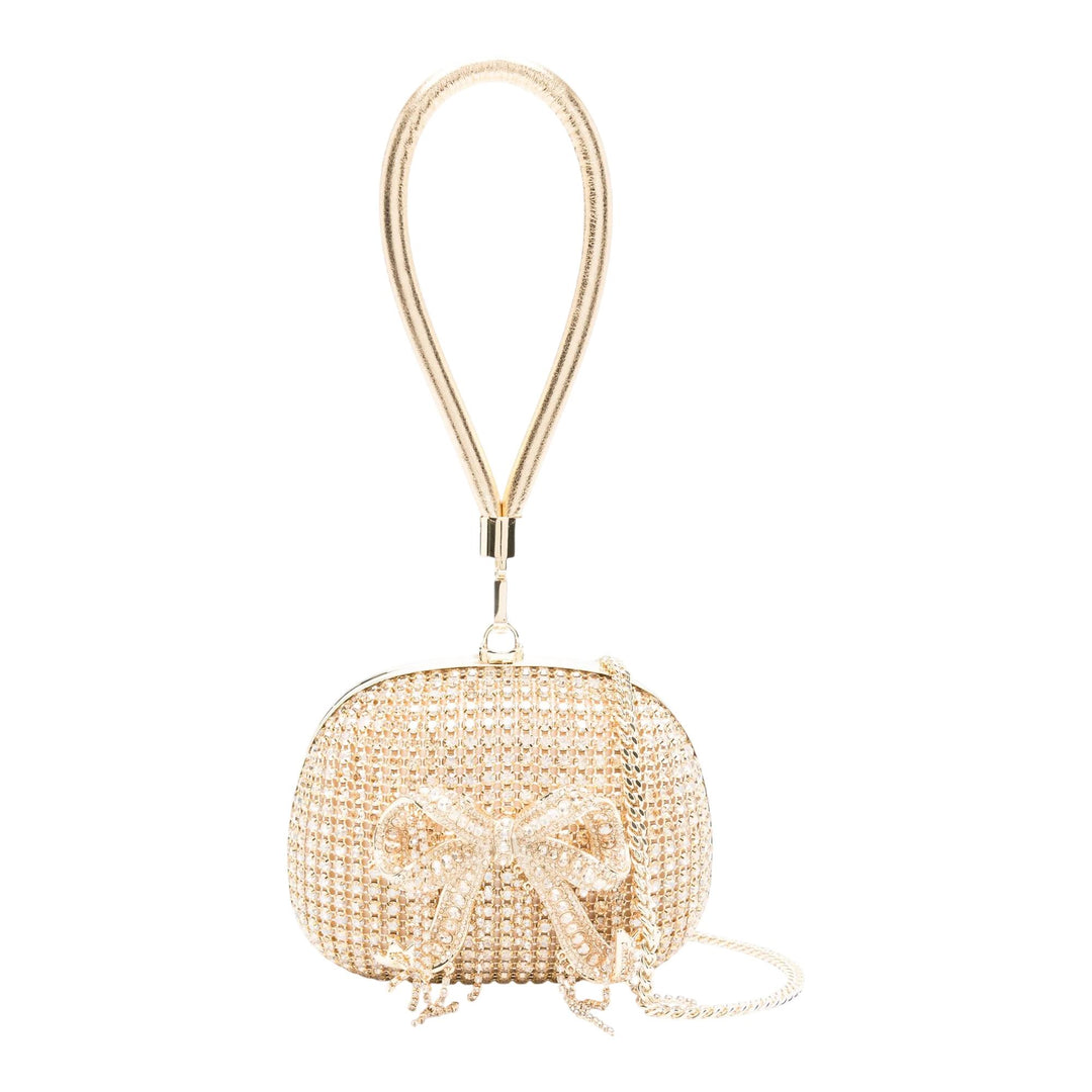 Club21 - Self-Portrait - Gold Crystal Top Handle Clutch Bag - HANDBAGS - Gold