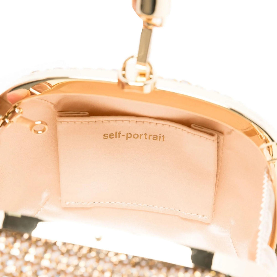 Club21 - Self-Portrait - Gold Crystal Top Handle Clutch Bag - HANDBAGS - Gold