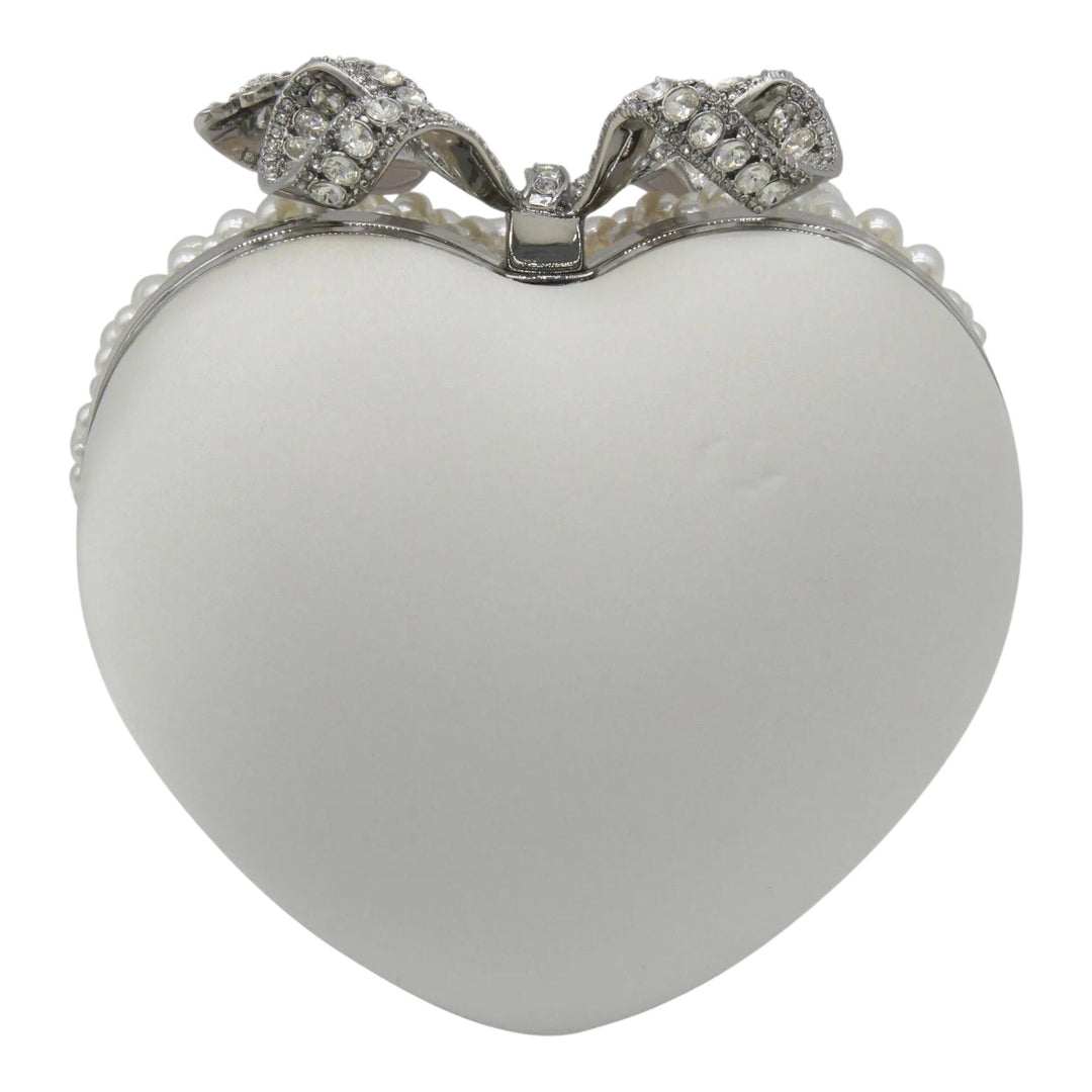 Club21 - Self-Portrait - Pearl Heart Clutch Bag - CLUTCH BAGS - Off-White