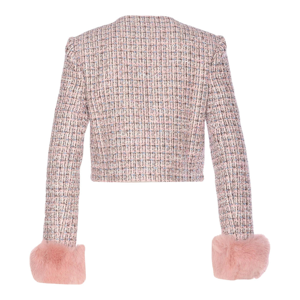 Club21 - Self-Portrait - Pink Boucle Fur Cuff Jacket - JACKETS - Pink