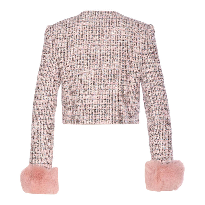 Club21 - Self-Portrait - Pink Boucle Fur Cuff Jacket - JACKETS - Pink