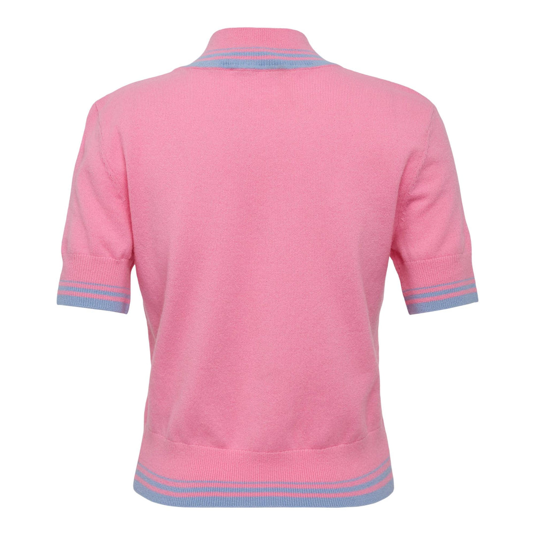 Club21 - Self-Portrait - Pink Contrast Stripe Knit Top - KNIT TOPS - Pink