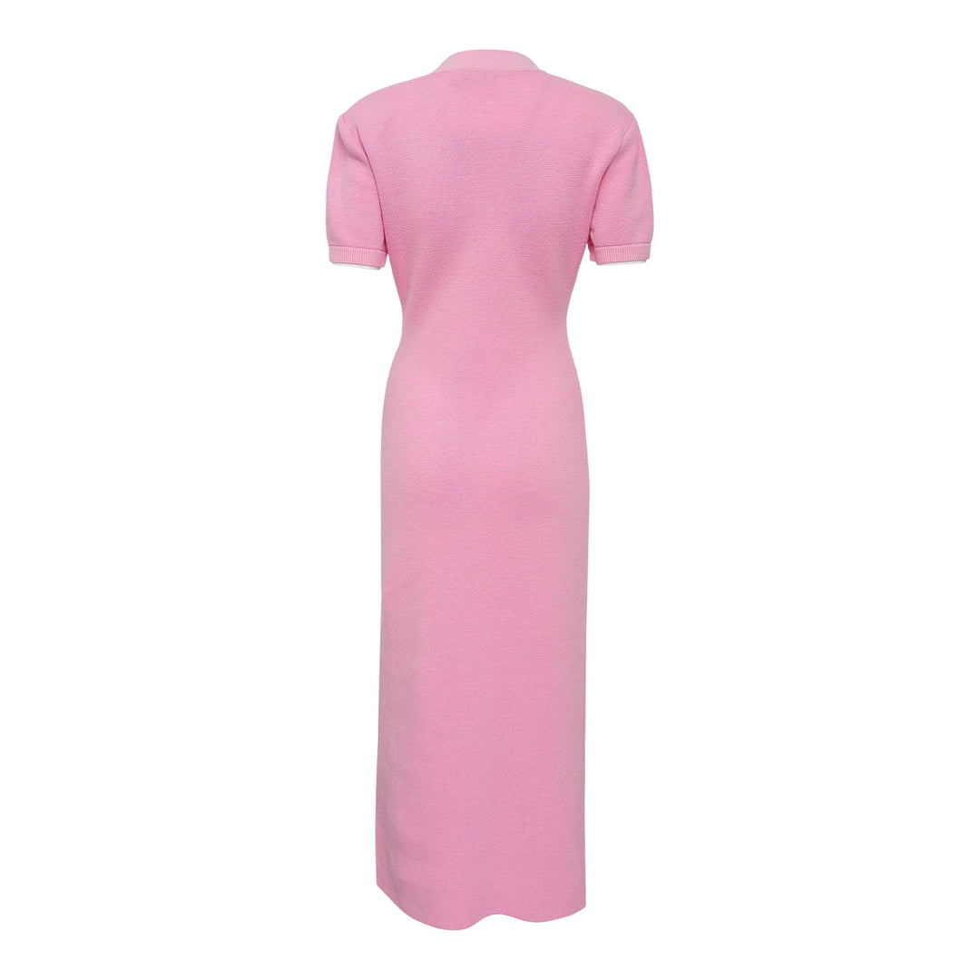 Club21 - Self-Portrait - Pink Crochet Flower Knit Midi Dress - KNIT DRESSES - Pink