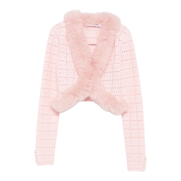Club21 - Self-Portrait - Pink Fur Collar Cardigan - CARDIGANS - Pink