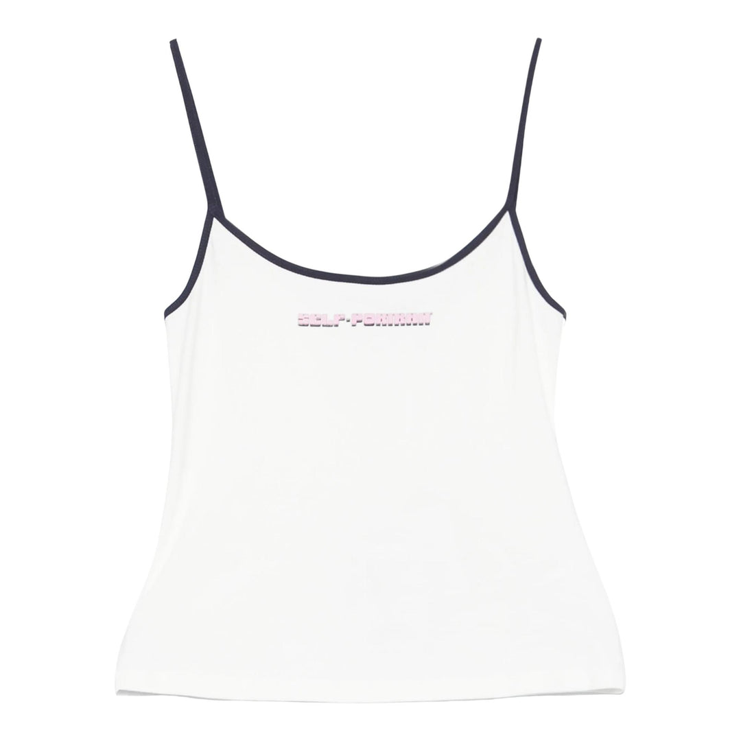 Club21 - Self-Portrait - White Vest With Pink Logo - TANK TOPS - White