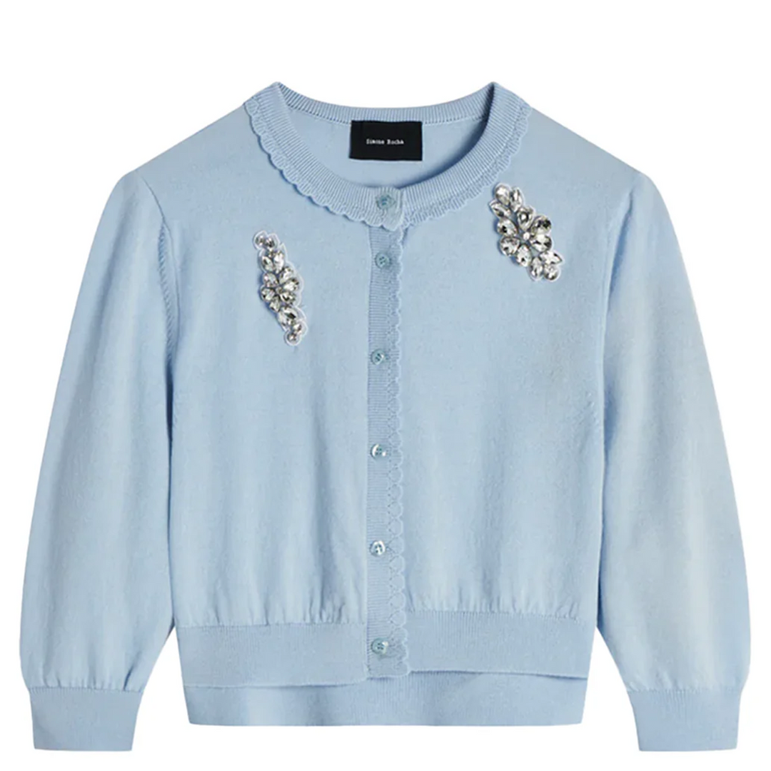 Beaded Scallop Placket Knit Cardigan