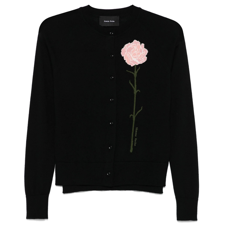 Simone_Rocha_Carnation_Detail_Long_Sleeve_Cardigan_Black
