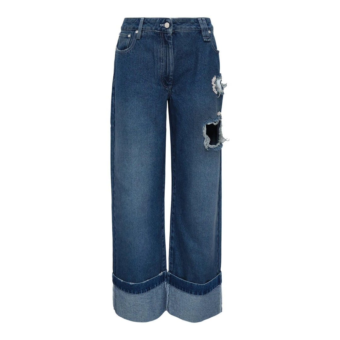 Club21 - Simone Rocha - Cropped Distressed Straight Leg Jeans - JEANS - Denim