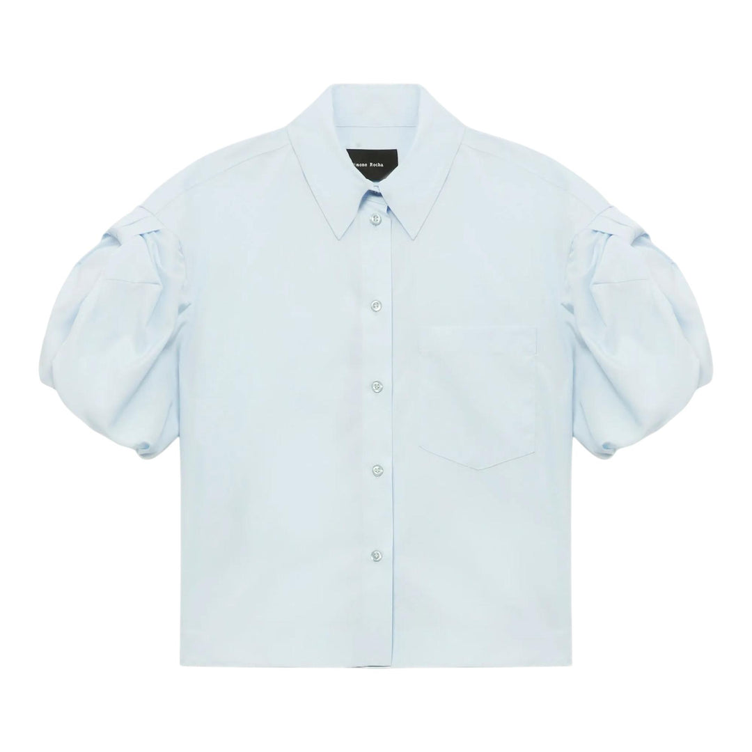 Club21 - Simone Rocha - Cropped Puff Bow Sleeve Shirt - BLOUSES - Blue