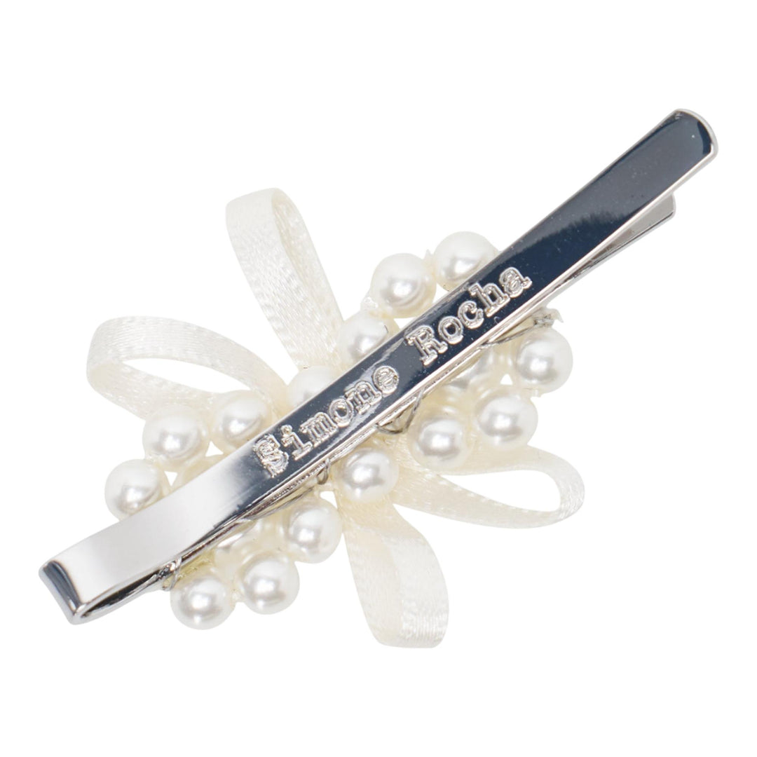 Club21 - Simone Rocha - Petite Bow Detail Mini Flower Hair Pin - HAIR ACC. - White