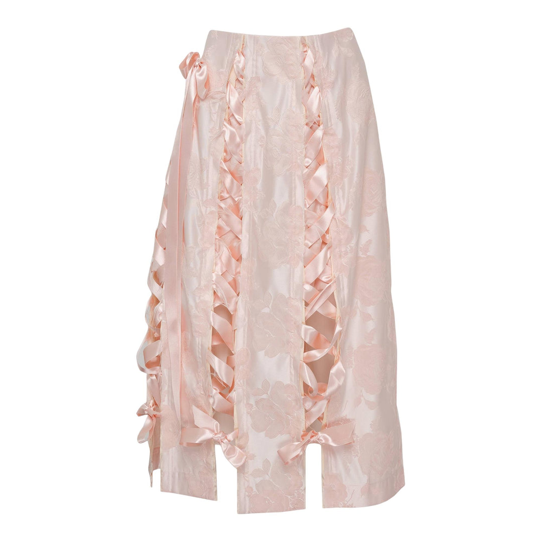 Club21 - Simone Rocha - Unraveling Ribbon Brocade Skirt - SKIRTS - Pink