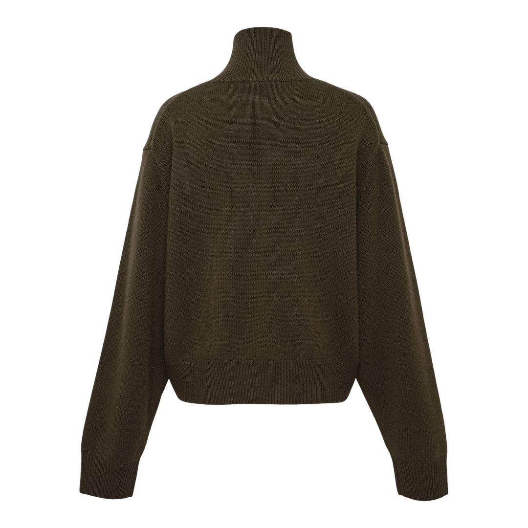 Club21 - Sofie D'Hoore - Oversized High Neck Long Sleeve Top - KNIT TOPS - Khaki