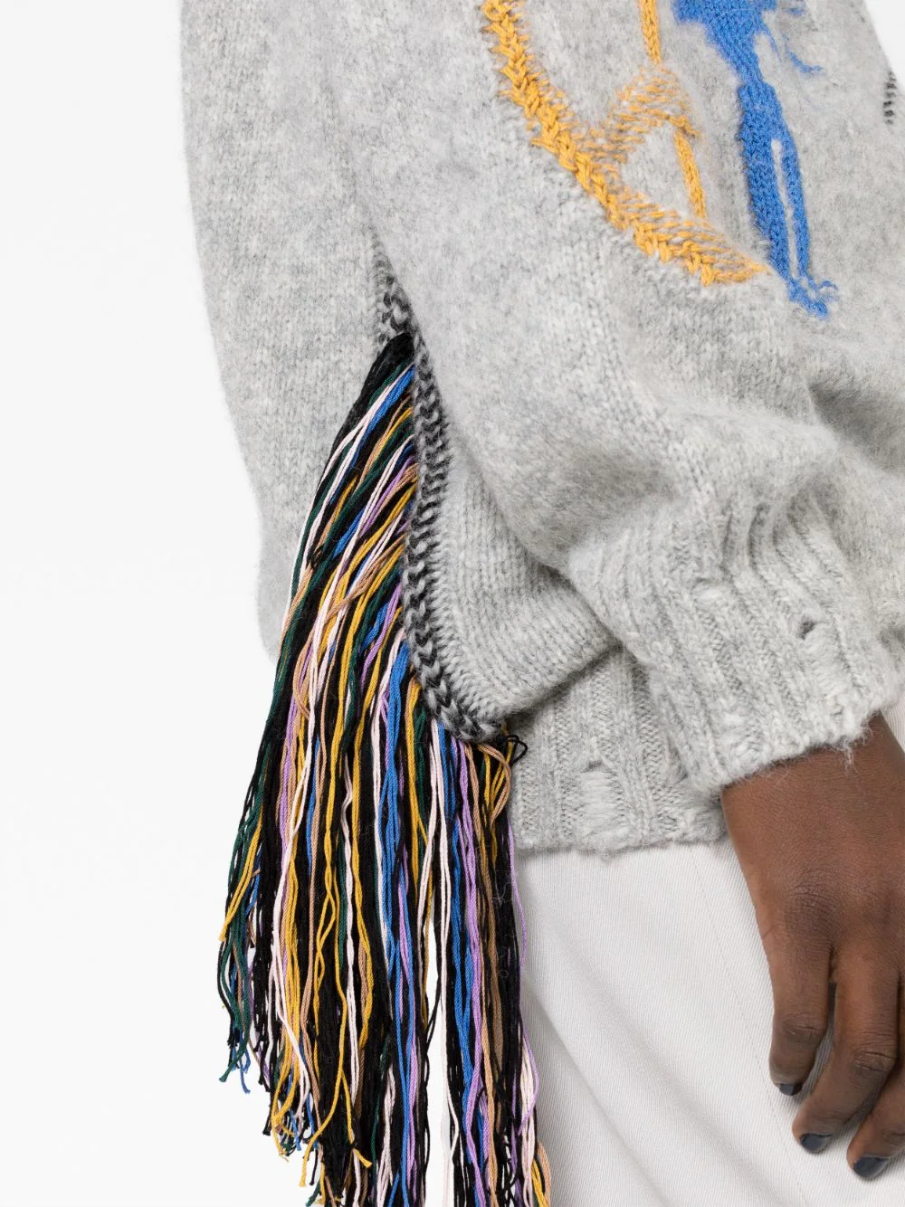 Stella Mccartney Folk Artwork Knit Jumper Grey 3