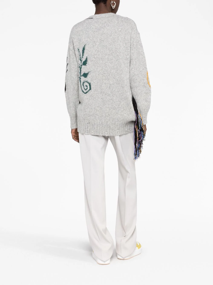 Stella Mccartney Folk Artwork Knit Jumper Grey 6
