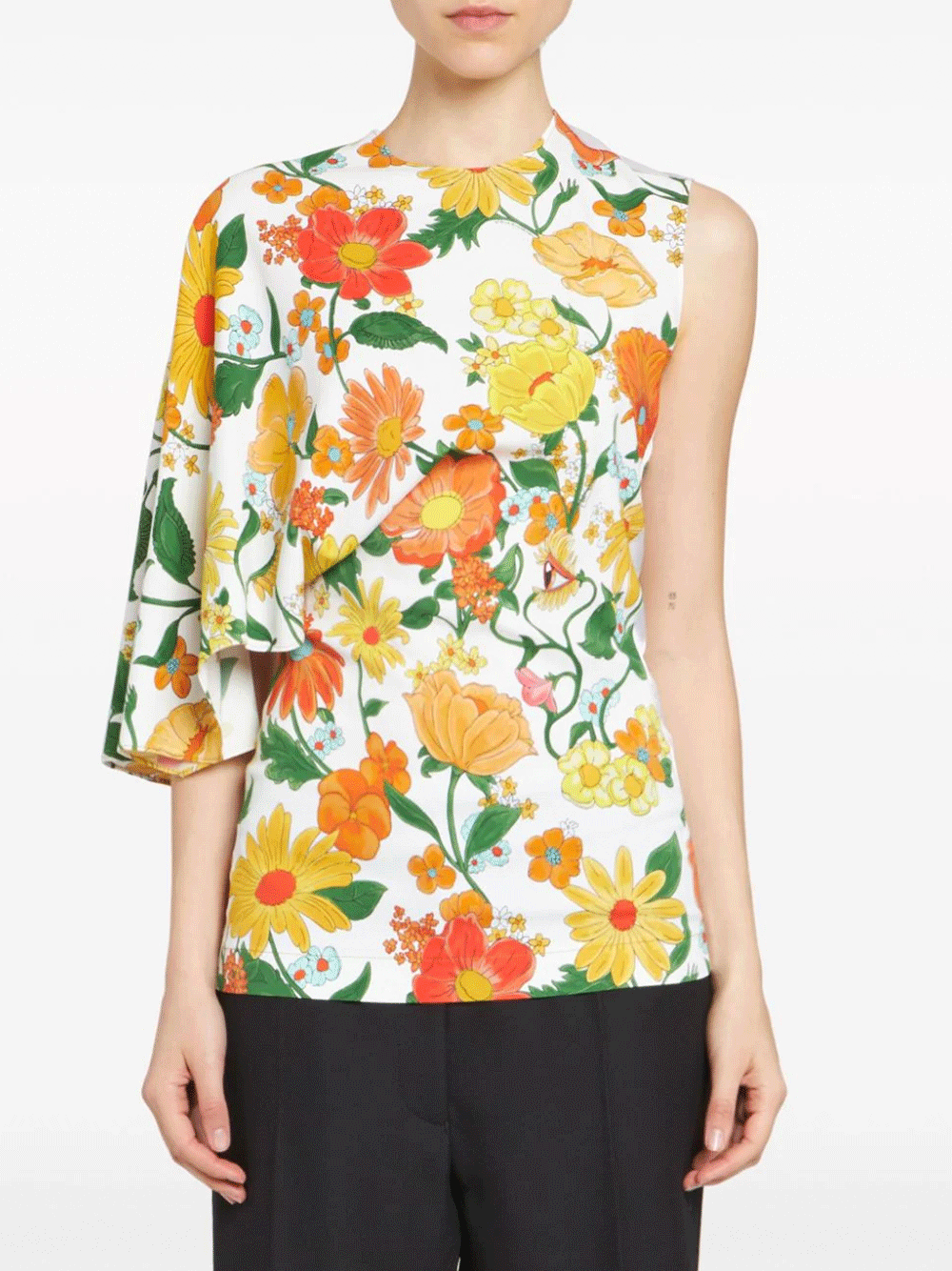 Stella-Mccartney-Garden-Print-One-Shoulder-Top-Orange-2