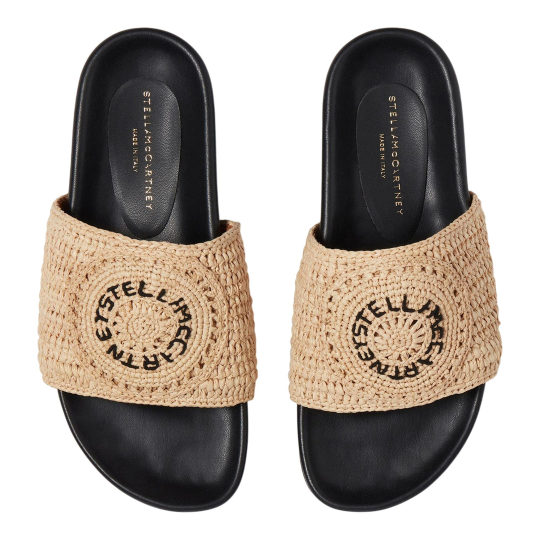 Club21 - Stella McCartney - Elyse Rafia Logo Flat Shoes - FLAT SHOES - Natural