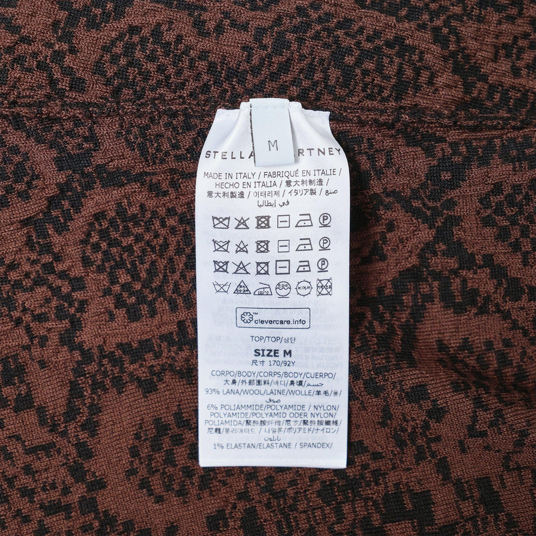 Club21 - Stella McCartney - Textured Snake Jacquard Top - KNIT TOPS - Dark Brown