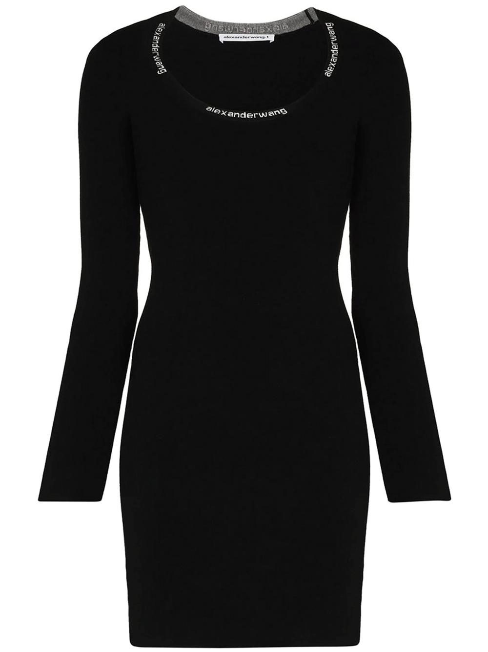 T-By-Alexander-Wang-Bodycon-Long-Sleeve-Scoop-Neck-Dress-Black-1