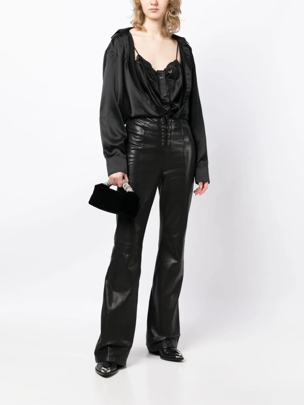 T-By-Alexander-Wang-Button-Down-With-Integrated-Top-Black-2