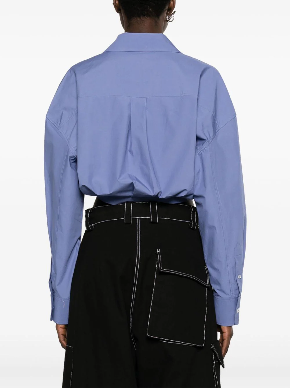 T-By-Alexander-Wang-Double-Layered-Cropped-Shirt-Blue4