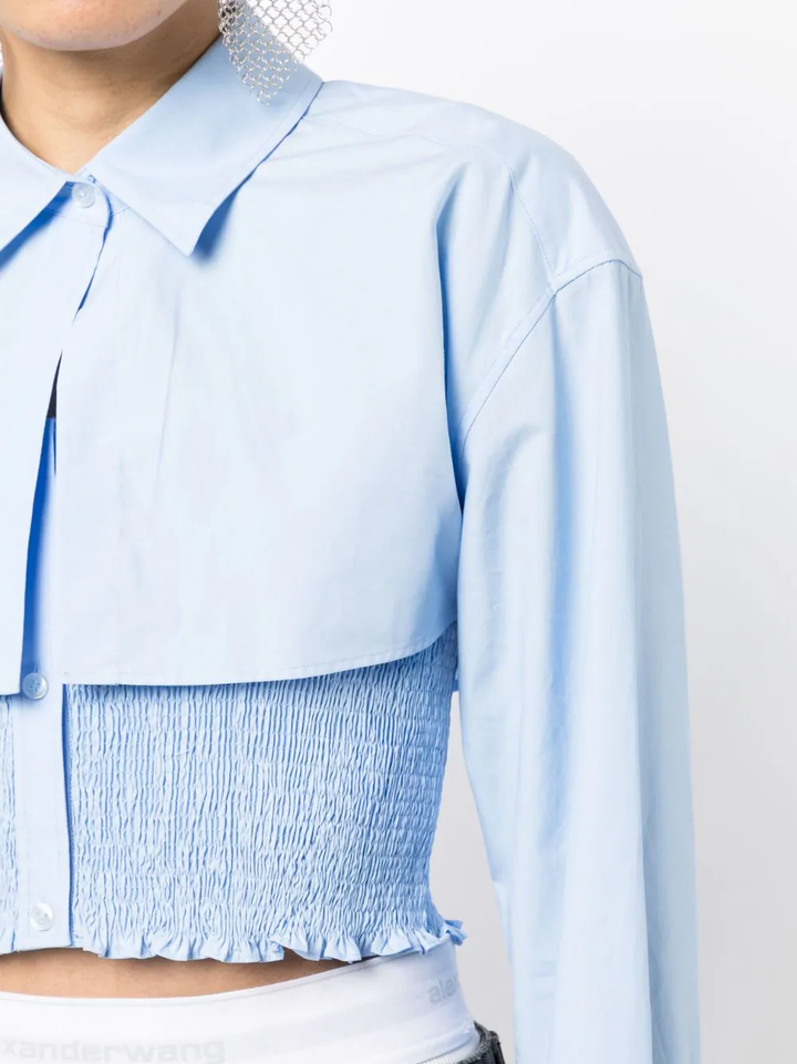 T-By-Alexander-Wang-Smocked-Cami-Overshirt-Twinset-Blue-5