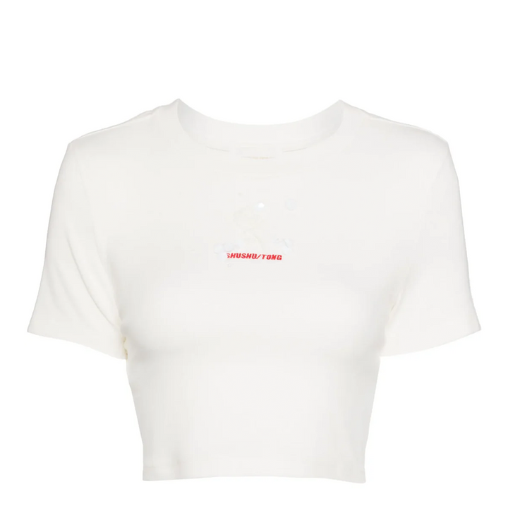 Stereo Rose Embellished Cropped Tee