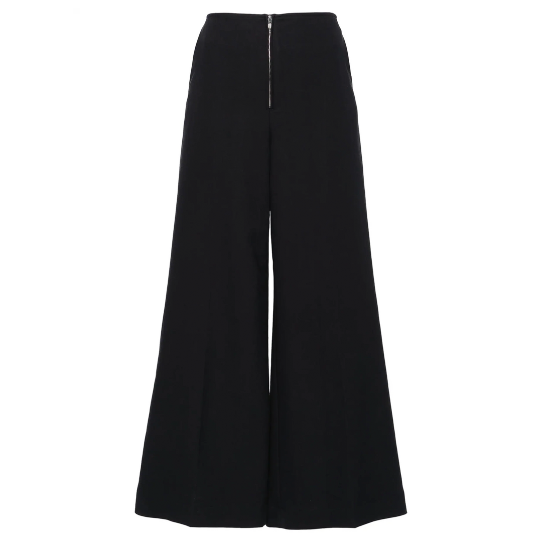 Zip-Front Wide Trousers