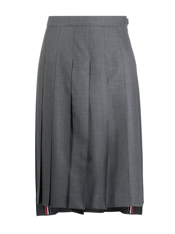       Thom-Browne-Below-Knee-Dropped-Back-Pleated-Skirt-Grey-1