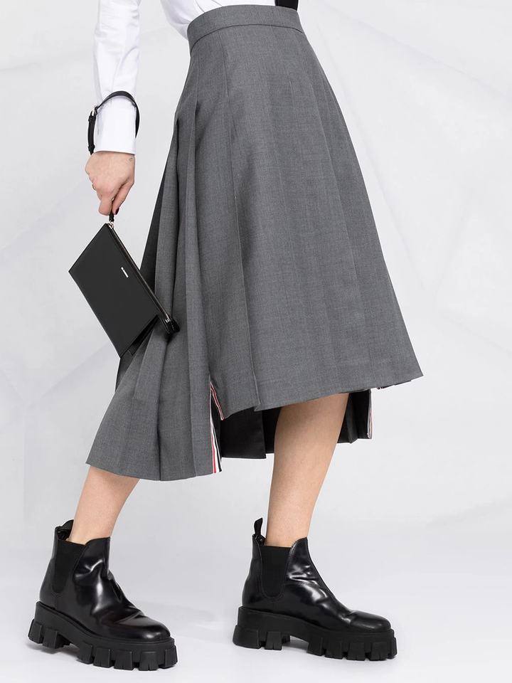 Thom-Browne-Below-Knee-Dropped-Back-Pleated-Skirt-Grey-3