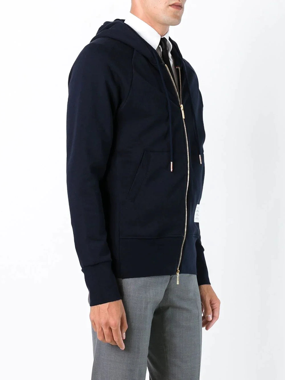 Thom Browne Classic Full Zip Hoodie With Elastic Navy 3