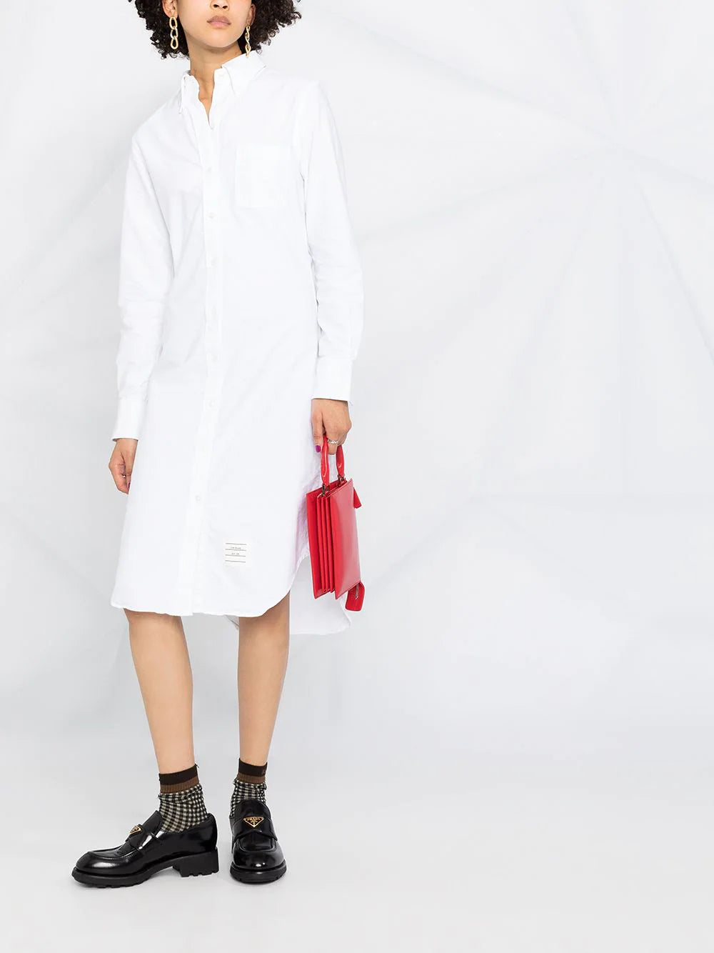 Thom-Browne-Classic-Long-Sleeve-Button-Down-Dress-White-2