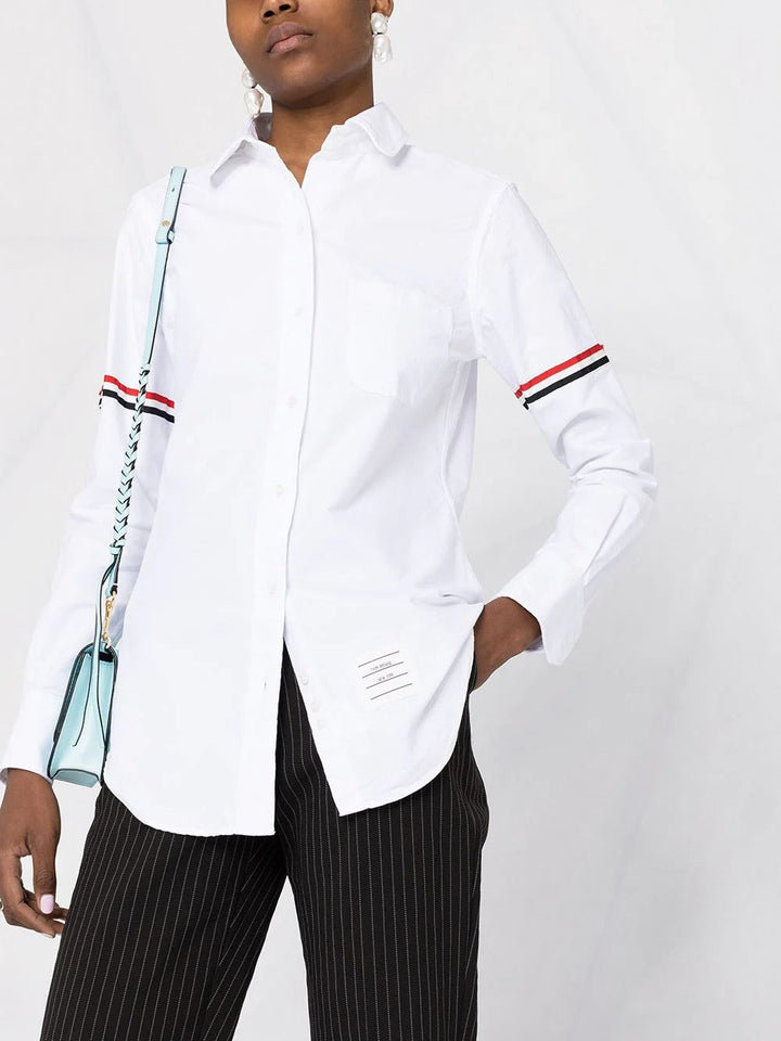 Thom-Browne-Classic-Long-Sleeve-Round-Collar-Blouse-White-3