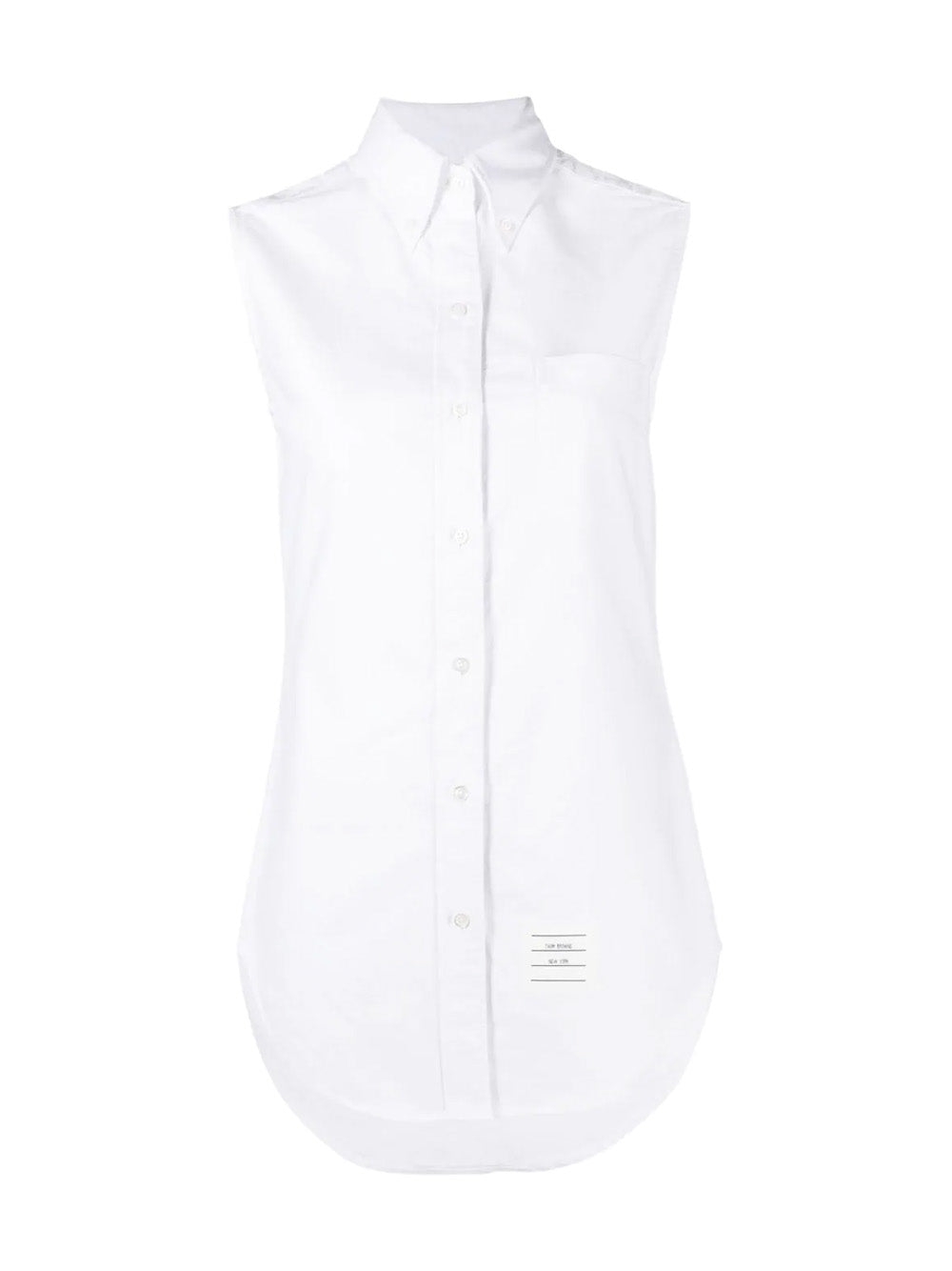     Thom-Browne-Classic-Sleeveless-Button-Down-Top-White-1