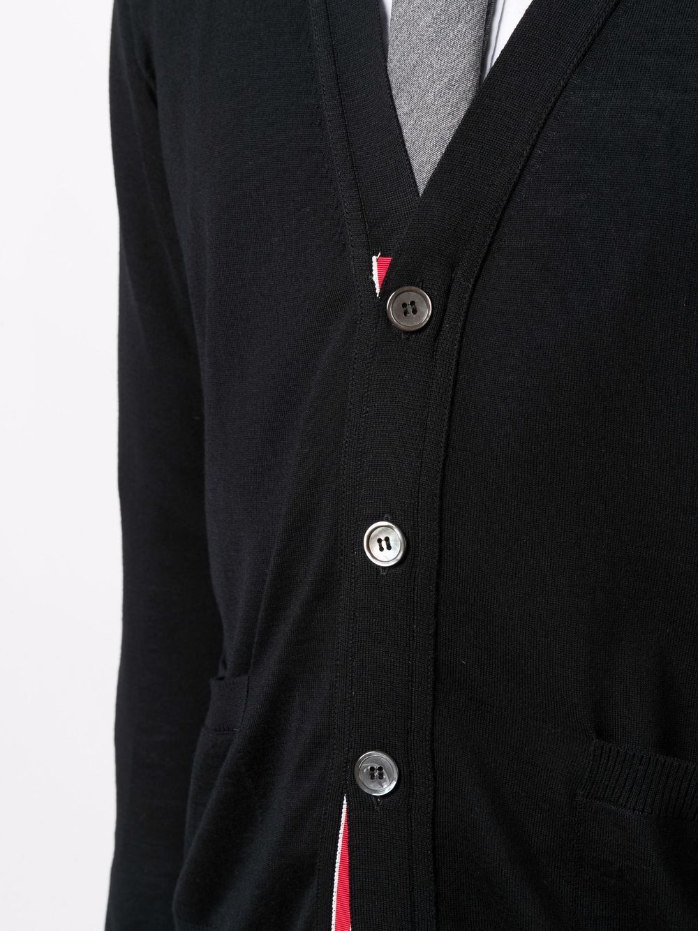 Thom Browne Classic V-Neck Cardigan With 4 Bar Black 5